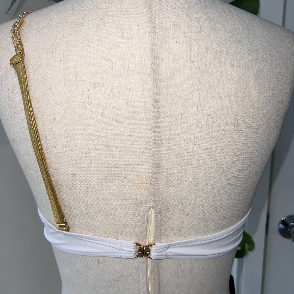 NEW Sauvage Mariposa white bikini gold crystal snake chain, side chain bottoms - Picture 9 of 10